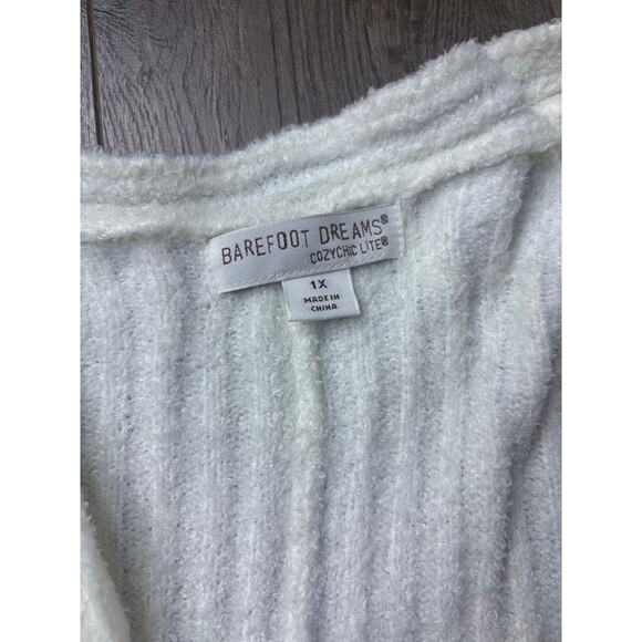 Barefoot Dreams CozyChic Lite Open Front Cardigan White 1X Soft Knit - Picture 4 of 8